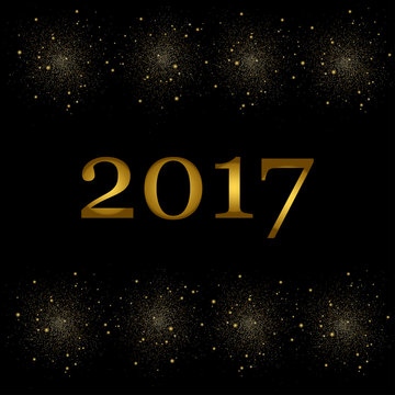 eps 10 vector 2017 Happy new year luxury calendar cover with sparkling golden firework. Banner, poster, brochure,leaflet,booklet,magazine cover, greeting card, wallpaper template for web and print