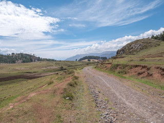 Dirt road in the Sacred Valley, Cusco, Peru..