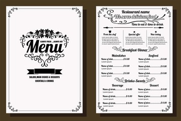 Restaurant Food Menu Vintage Design with Chalkboard Background v - 129729348