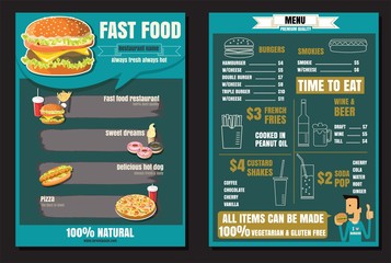 Brochure or poster Restaurant fast foods menu with people vector - 129729741