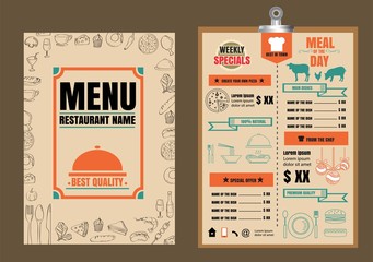 Restaurant Food Menu Design with Chalkboard Background - 129729760