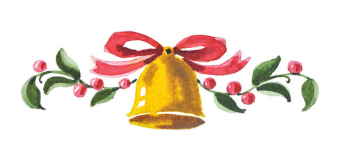 Christmas  bell. New Year Greeting Card.  Christmas decoration.