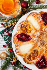 Danish Pastry Ring Dessert. Selective focus.