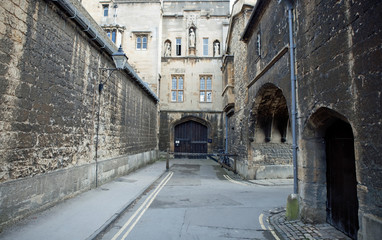 Front gate to the New College in Oxford, New College Lane, UK