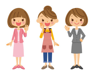 女性　主婦　ビジネスウーマン