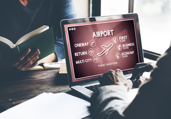 Airport Flight Ticket Selection Transportation Concept