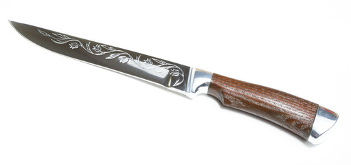 Beautiful hunting knife against a white background