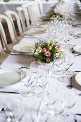 Table set for an event party or wedding reception