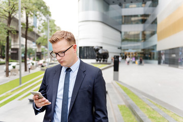 Businessman Working Connecting Smart Phone Concept