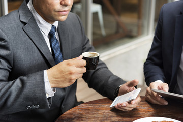 Businessman Coffee Break Phone Concept