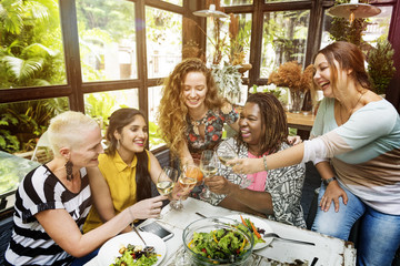 Diversity Women Group Hanging Eating Together Concept