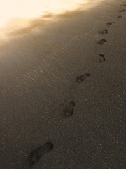 Lone Footprints from walk on Black Sand Beach - Maui, Hawaii