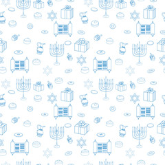 Vector Happy Hanukkah Holiday Seamless Pattern Background.