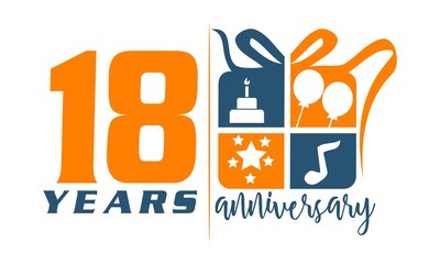 18 Years Gift Box Ribbon Anniversary 