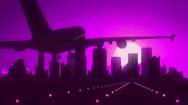 Dallas Texas Violet Purple USA America Skyline Sunrise Landing 