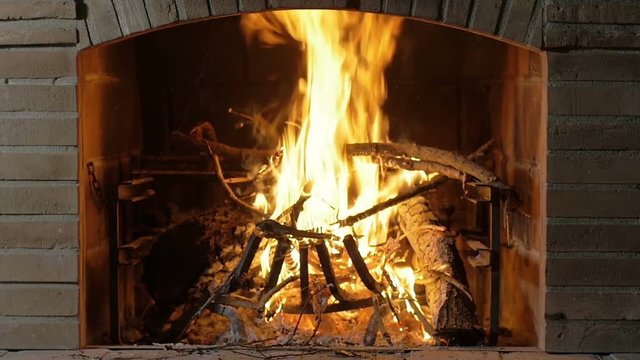 burning fire, fireplace, light