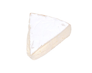 Supremely creamy soft ripened brie cheese isolated on white background