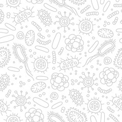 Seamless vector pattern of germs and bacteria