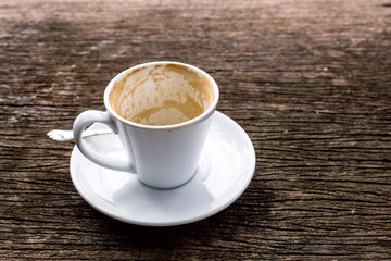 empty coffee cup on wood texture grunge texture background