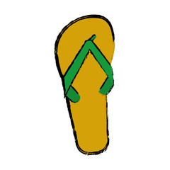 green and yellow flip flop brasilian sketch vector illustration eps 10