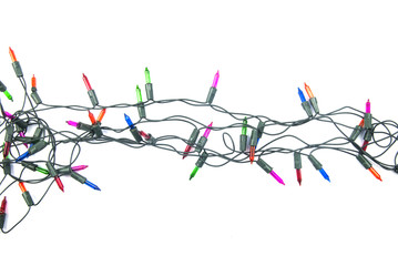 Christmas lights isolated on white background