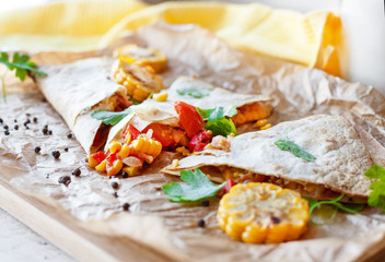 Mexican Quesadilla wrap with vegetables