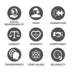 Business Ethics Solid Icon Set