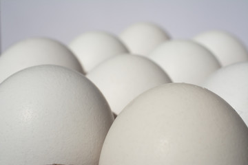 Los huevos están arreglados en fila.