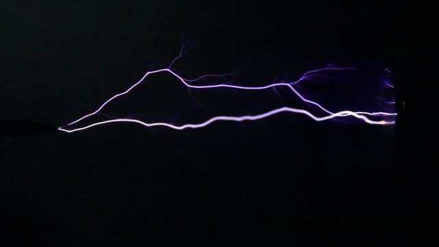 This artificially created by an spark discharge in the air. Is used to observe the phenomenon.