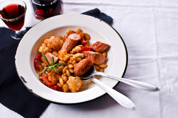Steamed vegetables with beans