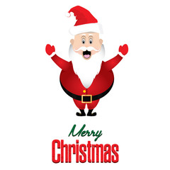 Merry Christmas and Santa Claus isolated on White background card.