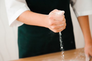 Chef preparing dough - cooking process