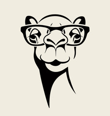 hipster camel wearing glasses. vector illustration for t-shirt, poster, print design.