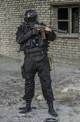 Russian special forces training at a military training ground.