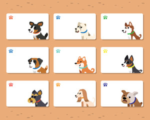 Set of vector dogs card template