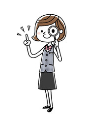 ビジネスウーマン：虫眼鏡
