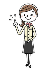 ビジネスウーマン：チェック、人差し指、ポイント
