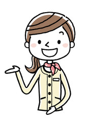 ビジネスウーマン：紹介、案内、説明
