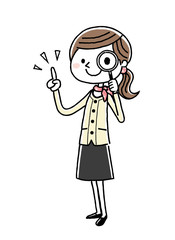 ビジネスウーマン：虫眼鏡
