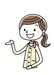 ビジネスウーマン：紹介、案内、説明
