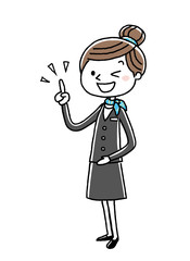 ビジネスウーマン：チェック、人差し指、ポイント
