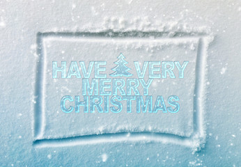 hand drawn square shape in the fresh snow, blue gradient tone an