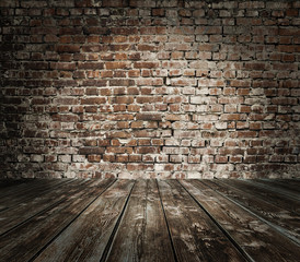 old room with brick wall