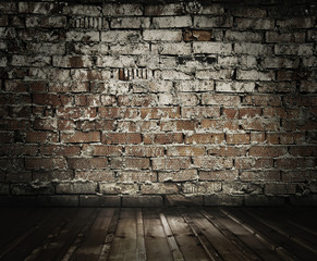 old room with brick wall