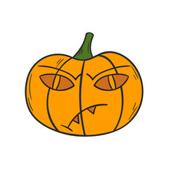 Vector cartoon hand drawn Halloween Pumpkin