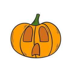 Vector cartoon hand drawn Halloween Pumpkin