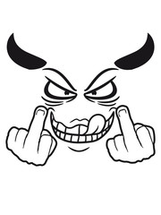 Devil satan demon horns hell show gloves stinkfinger middle finger icon fuck you off logo design cool insult insulting fake you fierce