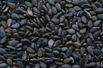 Closeup of black sesame seeds use for background