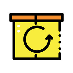  Yellow box with a arrow return vector icon