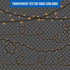 Fototapeta premium Abstract creative christmas garland light isolated on background. template. Vector illustration clipart art for Xmas holiday decoration. Concept idea design element. Realistic luminous bulb.